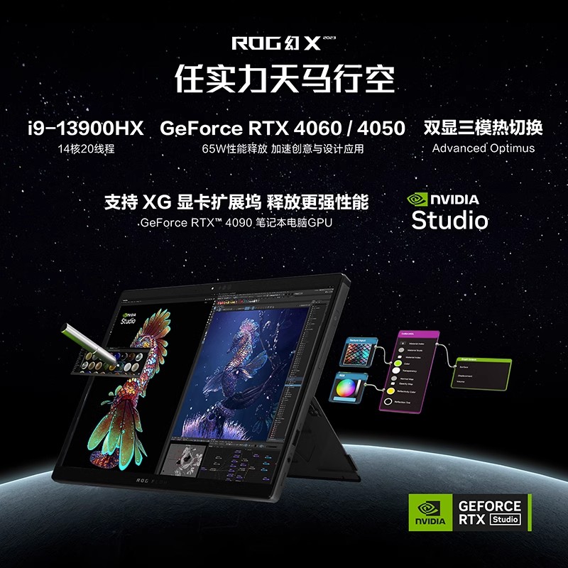 【自营】ROG幻X英特尔13代酷睿i9-13900H RTX4060显卡 13.4英寸翻转触控二合一超薄游戏笔记本电脑玩家国度-图1