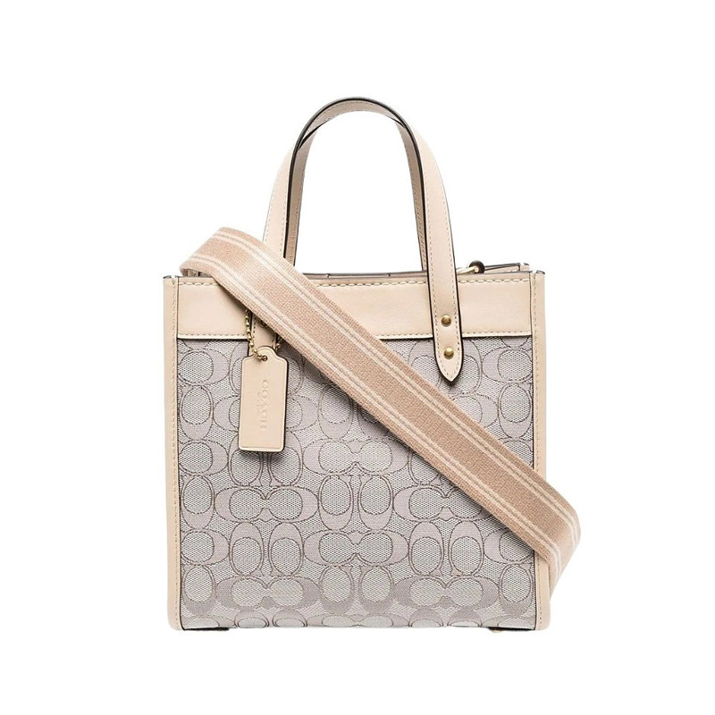 【自营】coach女士皮革徽章托特包 天猫国际自营全球超级店女士包袋