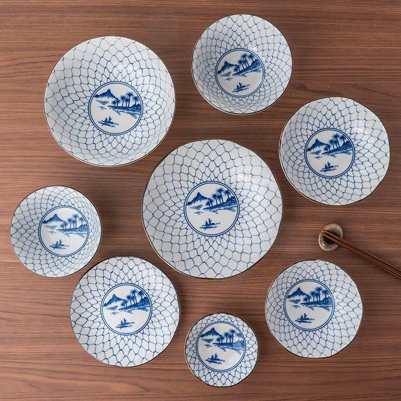 【自营】美浓烧釉下彩日式餐具新古染蓝绘好时光系列碗盘饭碗套装,淘宝优惠券,粉丝福利购,淘宝优惠卷