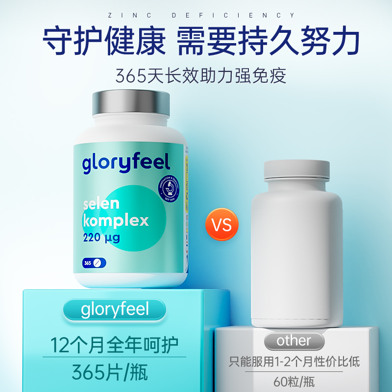 【自营】GloryFeel德国硒片补硒有机硒元素女士365片麦芽硒非酵母 - 图1