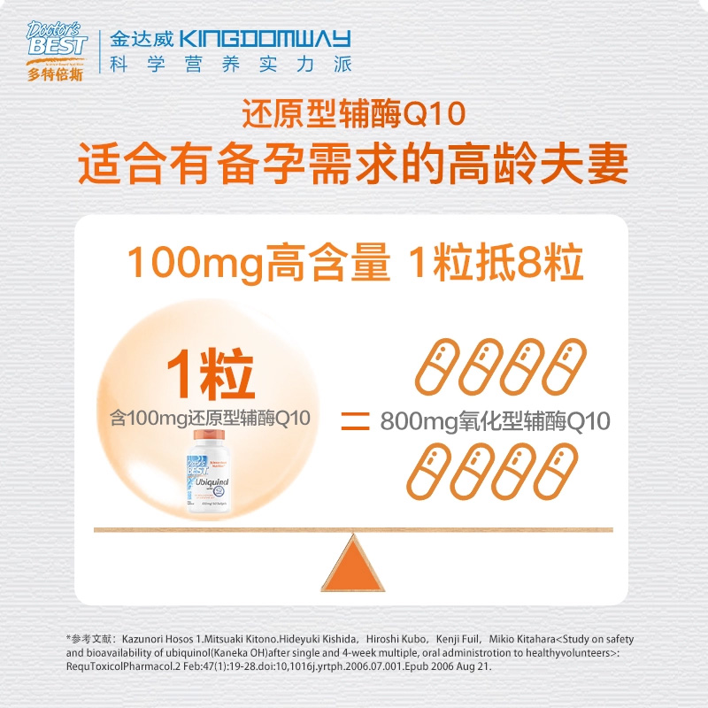 【自营】金达威多特倍斯还原型辅酶q10软胶囊进口孕前调理好备孕