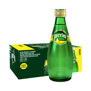 【自营】法国Perrier巴黎水柠檬味含气矿泉水气泡水饮料330ML*24