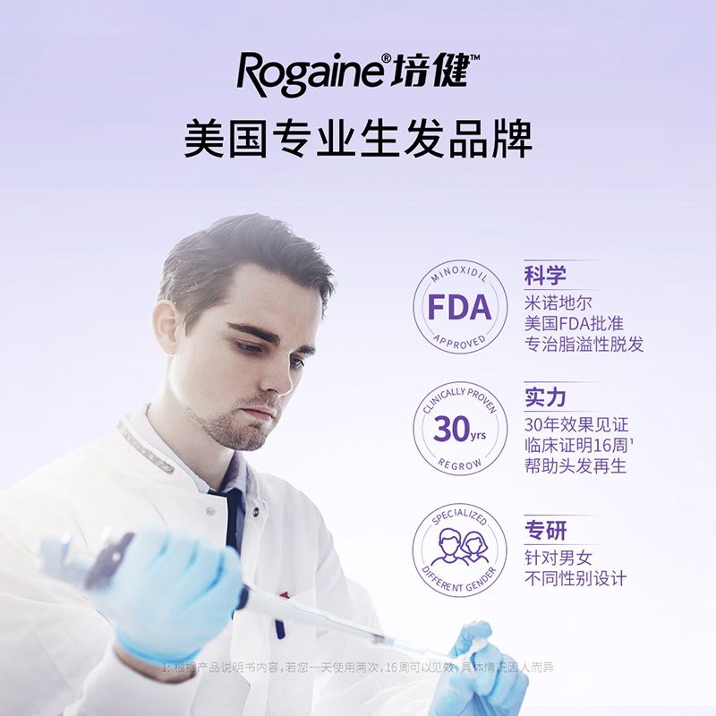 天猫国际进口超市【自营】Rogaine落健培健米诺地尔生发液滴剂女增密防脱发 60ml*30
