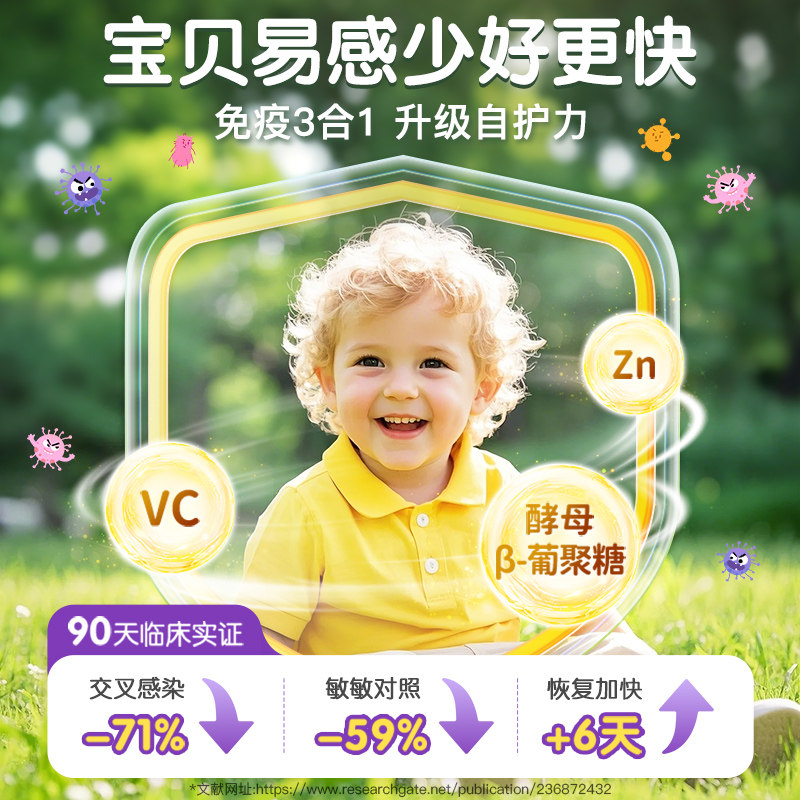 【自营】goodhealth免疫嚼嚼乐β葡聚糖儿童VC益生菌5瓶超值装