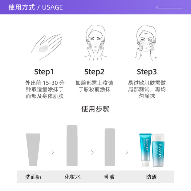 【自營】Biore碧柔清爽水感防曬霜SPF50隔離面部身體70ml/70g*2_天貓國際自營全球超級店_美容護膚/美體/精油