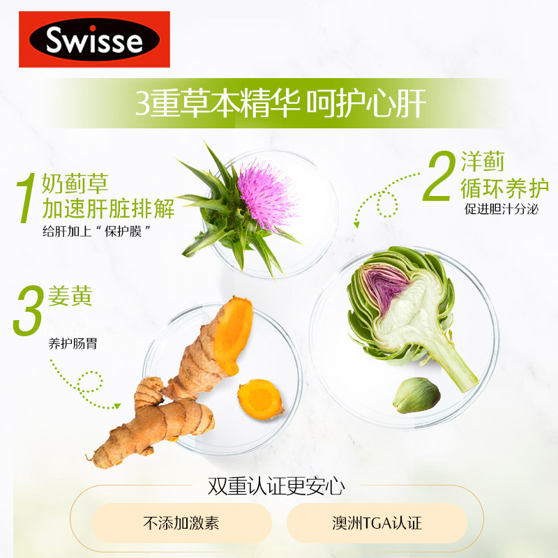 【自營】澳洲Swisse斯維詩奶薊草姜黃解酒藥熬夜奶薊草片200粒_天貓國際自營進口超市_保健食品_膳食營養補充食品