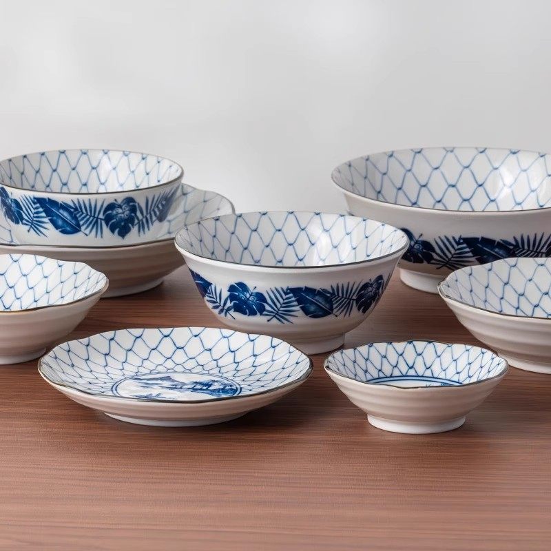 【自营】美浓烧釉下彩日式餐具新古染蓝绘好时光系列碗盘饭碗套装,淘宝优惠券,粉丝福利购,淘宝优惠卷