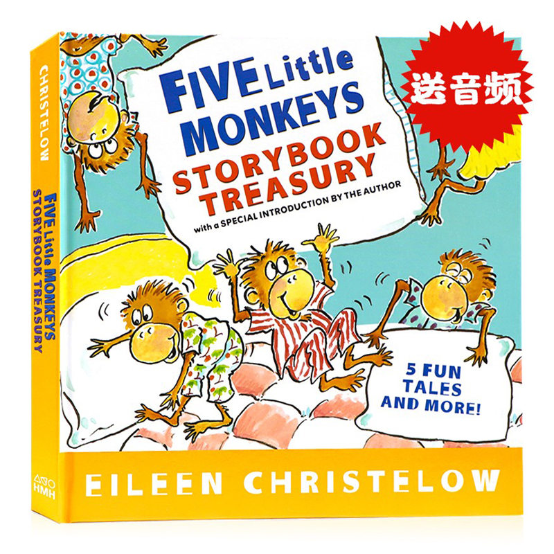 【自营】Five Little Monkeys 五只小猴子在床上跳/烤蛋糕/洗汽车/万圣节/坐在树上/在床上看书 英文原版绘本幼儿童英语读本廖彩杏 - 图0