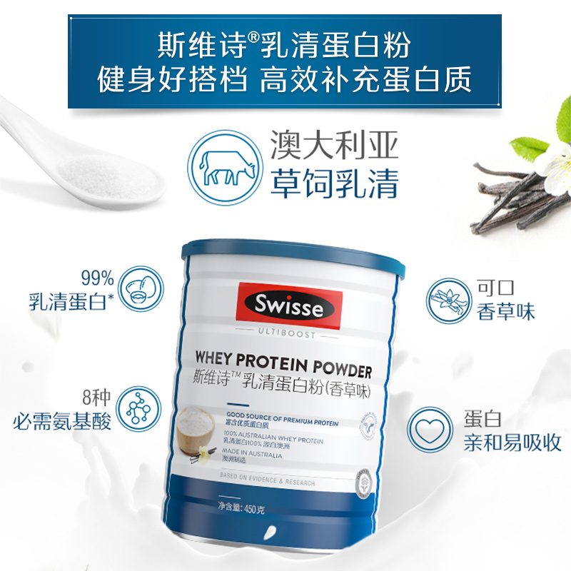 【自营】【热巴同款】Swisse斯维诗乳清蛋白质粉氨基酸营养粉450g-图0