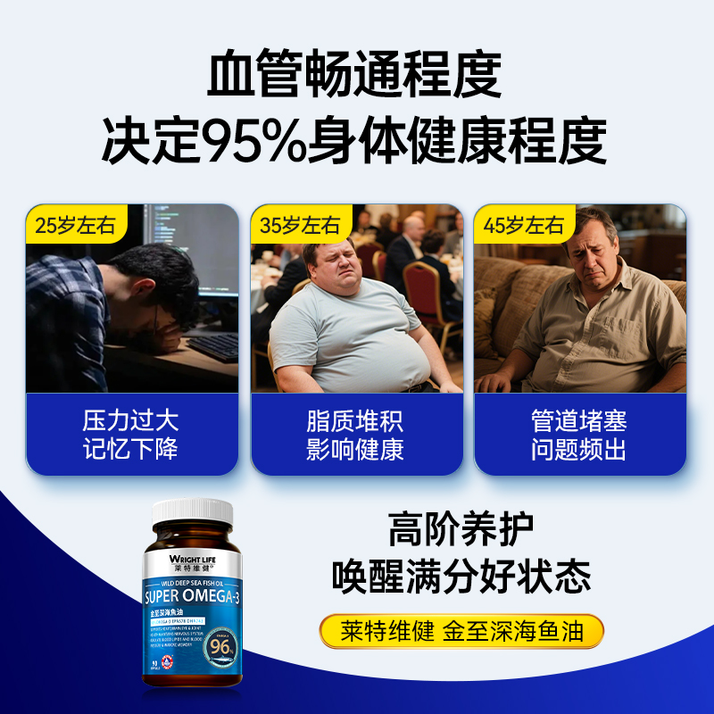 【自营】莱特维健金至深海鱼油omega3欧米茄醇净丸胆固醇官方正品