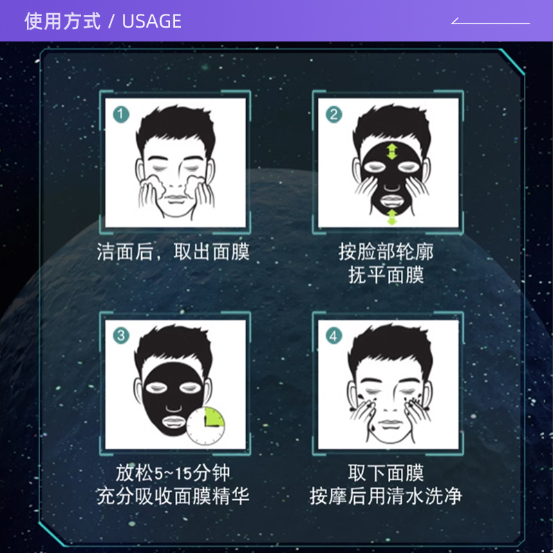 【自营】曼秀雷敦男士冰爽净油面膜控油保湿5pcs补水醒肤26ml活炭 - 图2