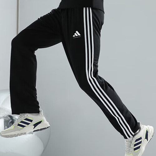 【自营】Adidas/阿迪达斯经典三条纹舒适透气针织运动休闲长裤 - 图3