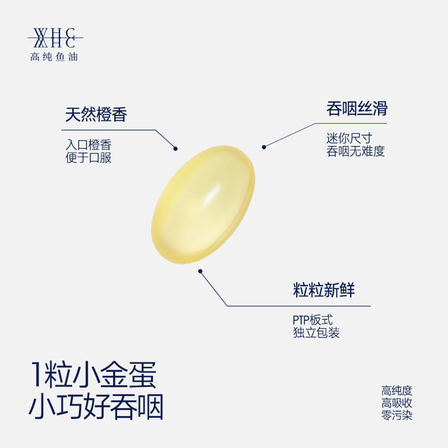 WHC Little Golden Egg Deep Sea Fish Oil 95% ຄວາມບໍລິສຸດສູງ rTG Eye Moisturizing 60 ເມັດ * 2 ໄວລຸ້ນ