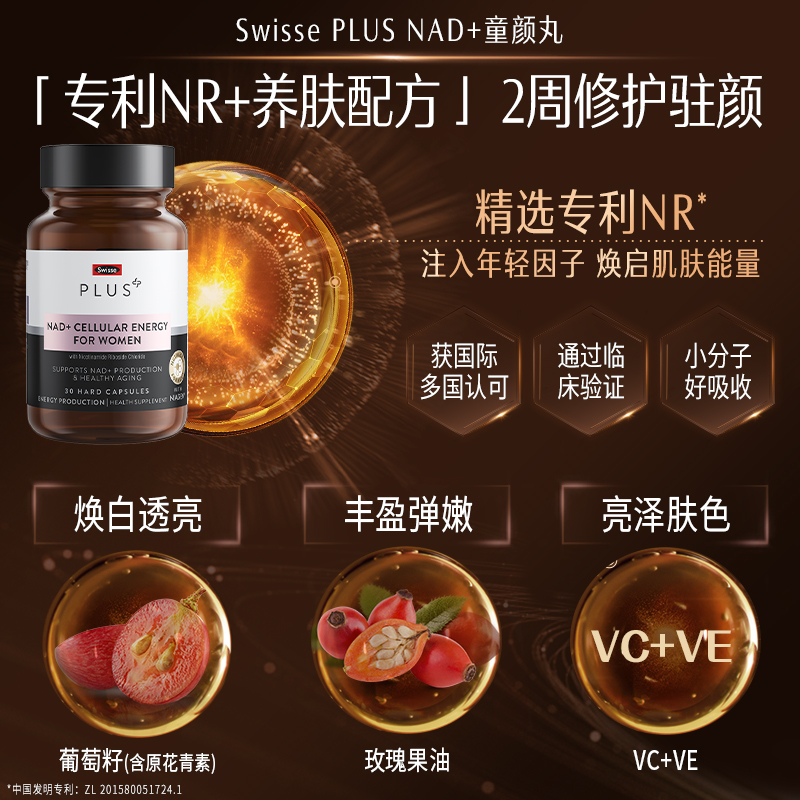 【自营】【限定礼盒】Swisse Plus NAD+焕活瓶童颜丸/能量瓶*3瓶 - 图1