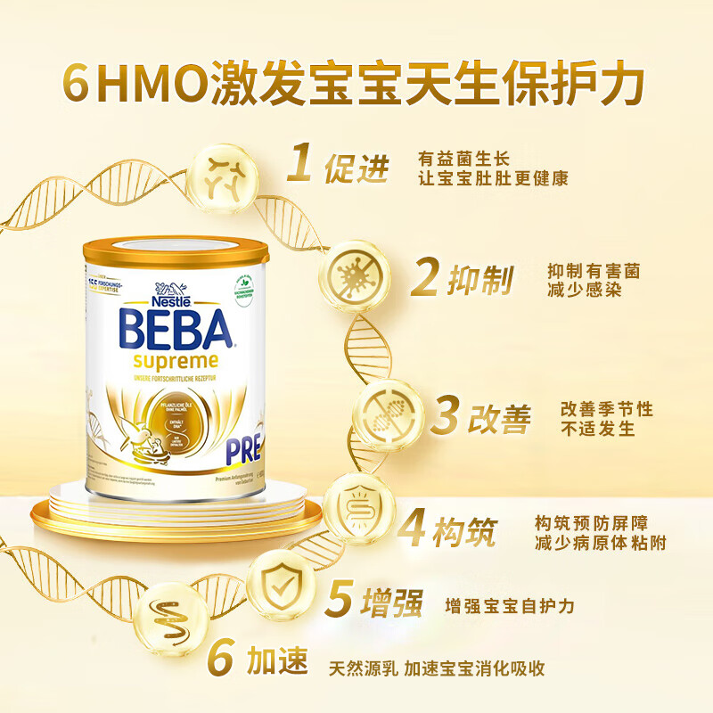 【自营】德国雀巢BEBA贝巴至尊6种HMO益生菌新生婴儿奶粉PRE段3罐 - 图0