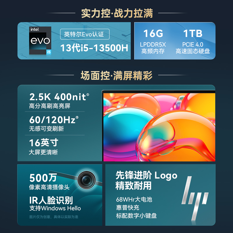 【自营】【Evo爆款】HP/惠普可选星Book pro 16英特尔Evo 13代酷睿i5 2.5k 120Hz笔记本学生办公电脑轻薄本 - 图0