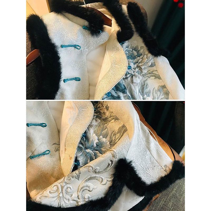 2025年秋季新款气质改良保暖旗袍领唐装上衣文艺复古中国风短马甲 - 图0