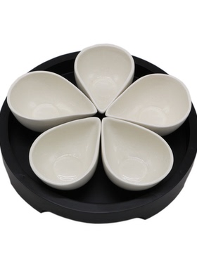 黑白spa分料碗陶瓷分装东南亚风