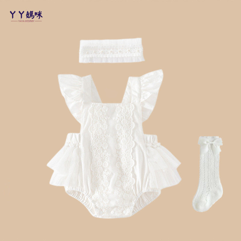 100 days baby dress summer pure cotton backless jumpsuit