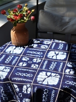 Ethnic tradition Zdyeing all-hand plant Dyeing Blue Dye Blue Dyeing Great White Family Non-Tablecloth Tablecloth Wall Cloth Piano Hood
