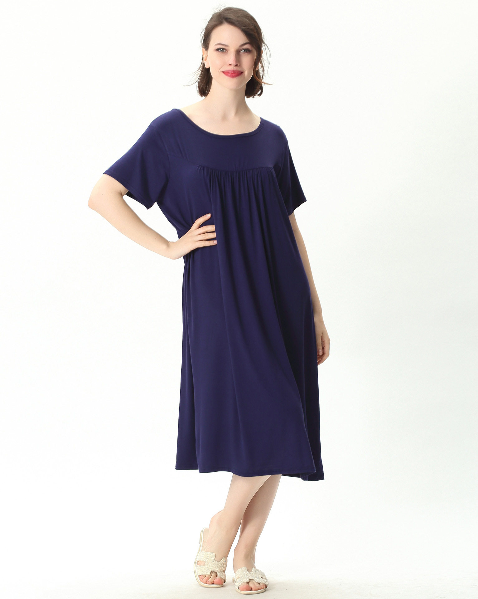 夏女短袖连衣裙宽松特大码加肥200斤240300莫代尔长款孕妇家居裙,淘宝优惠券,粉丝福利购,淘宝优惠卷