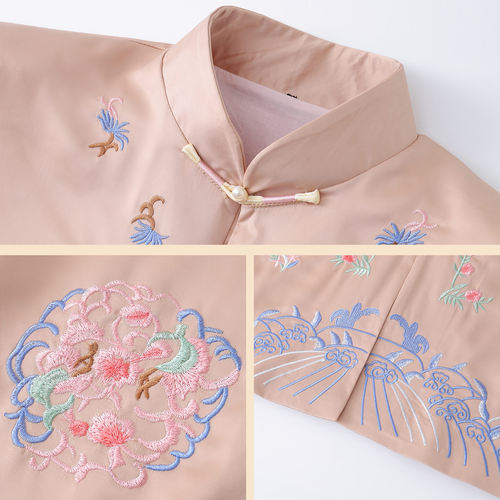 寿衣女全套殡葬用品纯棉闰年寿品老人寿服绣花中式真丝送老衣天玺 - 图1