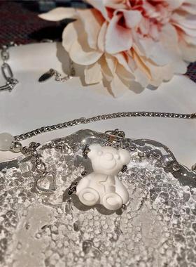 StarryCat原创 果冻小熊珍珠爱心项链ins可爱叠戴小众设计毛衣链