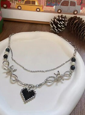 StarryCat原创设计 爱心暗黑项链vintage古着叠戴项链ins辣妹亚裔