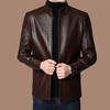 Genuine leather jacket for middle-aged and elderly people plus velvet thickened spring and autumn jacket