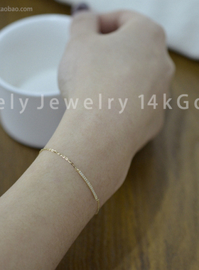 高端定制纯14k金黄金排钻超纤细