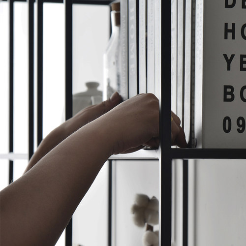 铁梵北欧客厅落地钢制书架铁艺置物架简约钢架整墙收纳隔断书柜 - 图2