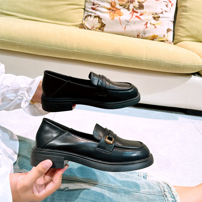 真皮！秀气厚底乐福鞋！专柜女鞋平底英伦风小皮鞋百搭D921321-2 - 图0