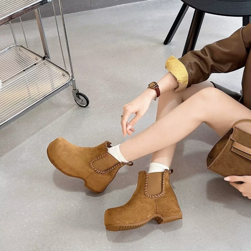 内增高！专柜商场撤柜断码平底厚底圆头切尔西烟筒靴女M612619-1A,淘宝优惠券,粉丝福利购,淘宝优惠卷