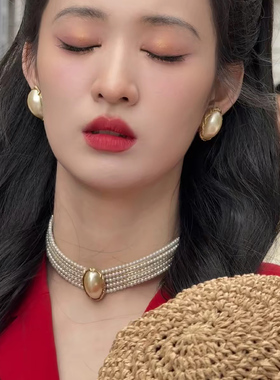 法式温柔独特漂亮串珠项链女