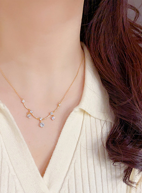 精致轻奢超闪圆形吊坠项链女