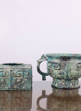 古青铜器西周武王征商簋周代天灭簋利簋博物馆收藏古玩模型摆件