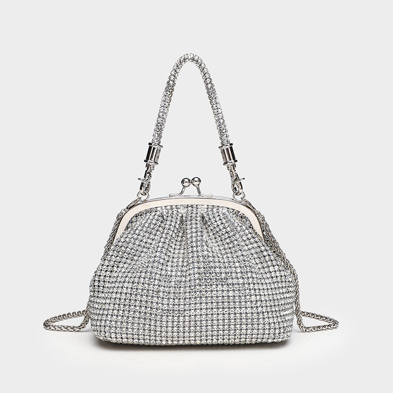 2024新款跨境手工镶钻晚宴女包闪亮水钻手提贝壳包链条单肩斜挎包,淘宝优惠券,粉丝福利购,淘宝优惠卷