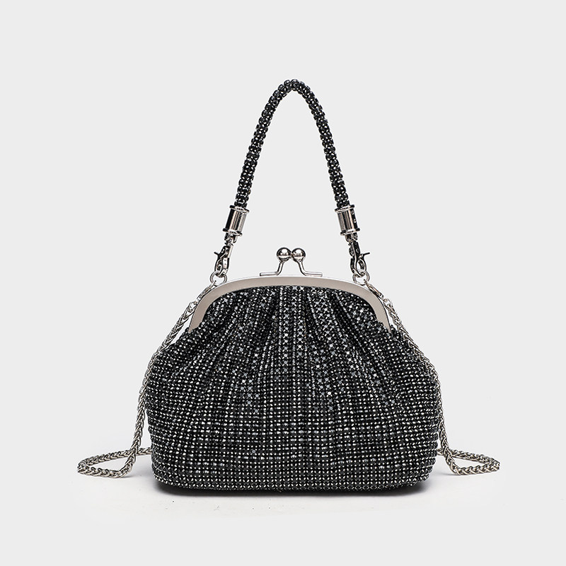 2024新款跨境手工镶钻晚宴女包闪亮水钻手提贝壳包链条单肩斜挎包,淘宝优惠券,粉丝福利购,淘宝优惠卷