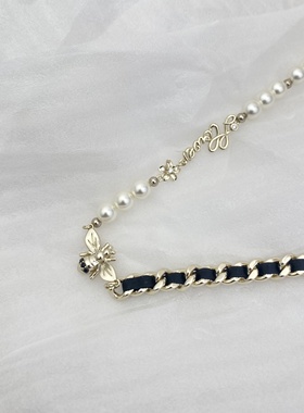 Favorite法式田园风森系小蜜蜂项链女ab链编织拼接设计气质锁骨链