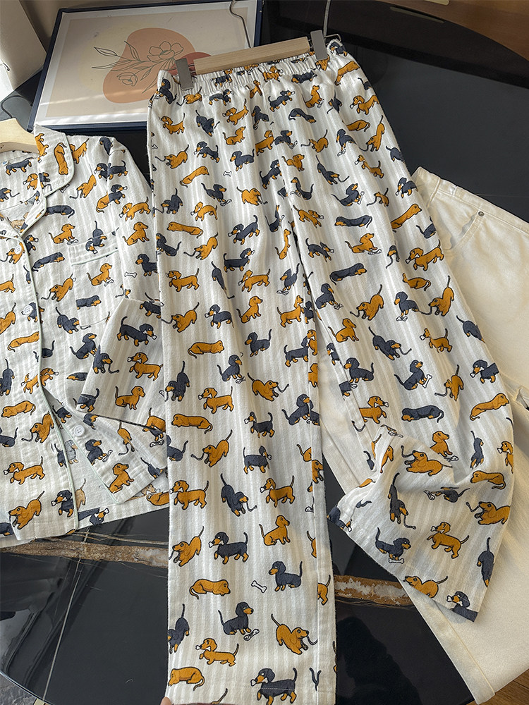 原单货！100棉！男女款卡通狗印花翻领磨毛长袖睡衣家居服套装108,淘宝优惠券,粉丝福利购,淘宝优惠卷