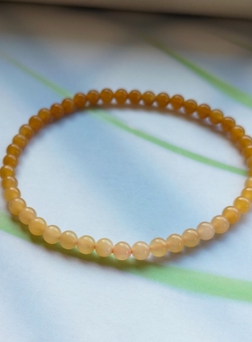 4mm糖玉手串 和田玉糖玉手链女 新疆且末糖精品小串