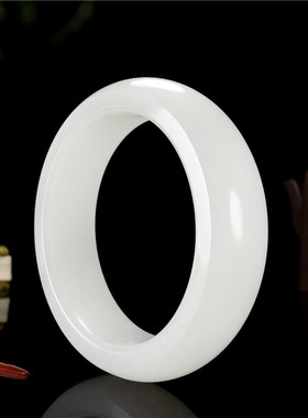 和田玉白玉手镯女款天然正品羊脂玉镯直播间新疆旺夫真玉镯子