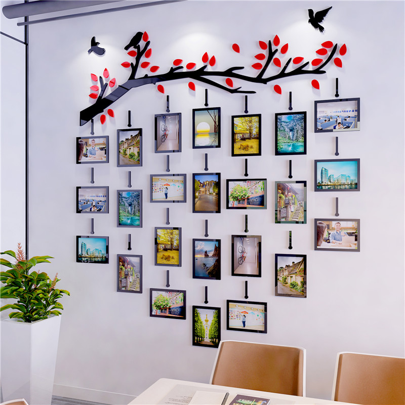 相框相片照片墙3d亚克力公司团队风采企业文化墙贴纸办公室装饰画