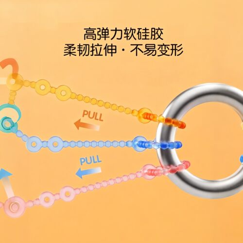 牙胶防掉链婴儿磨牙玩具数据线硅胶防丢绳宝宝安抚奶嘴链夹子 - 图2