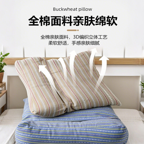 荞麦颈椎枕头连体枕护颈椎助睡眠三角枕成人硬荞麦壳枕可拆卸枕芯 - 图2