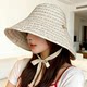2026 new striped egg roll fisherman hat for women spring and summer versatile full face sun protection hat big head circumference lampshade hat