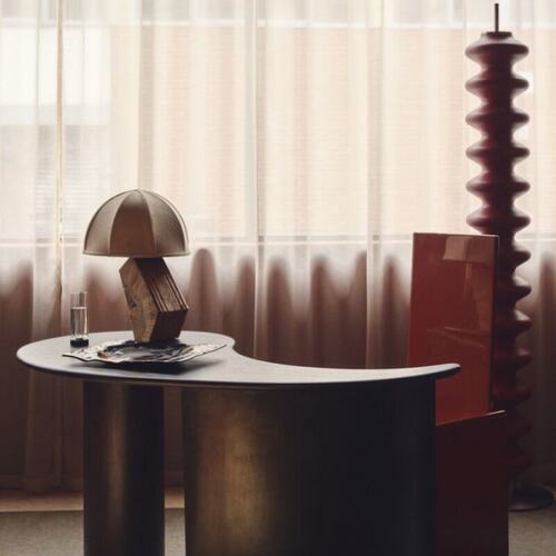 橡树台灯设计师款复古实木台灯卧室书房床头边台灯 - 图0