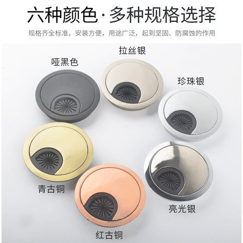 电脑办公桌穿线孔盖板书桌面过线走线盒封口洞圆形装饰圈开孔盖子 - 图1