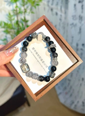 2026超值古风墨风招手串复古黑串珠感八方来财手链生日礼物热卖