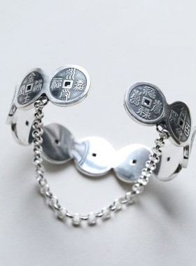 喜竹原创《古吉语花钱》个性帅气手镯中式小众设计生日好友礼物
